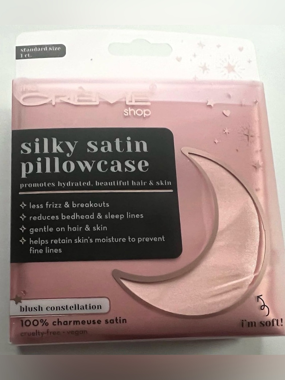 Crème Shop Silky Satin Pillowcase - 100% Charmeuse Satin Blush Constellation